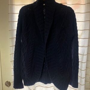 Vince Navy Blue Shawl Collar Circle Cardigan